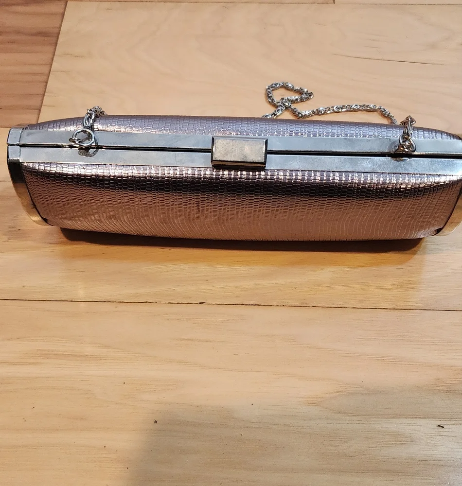 Style & Co Small Metal Silver Chain Clutch Bag